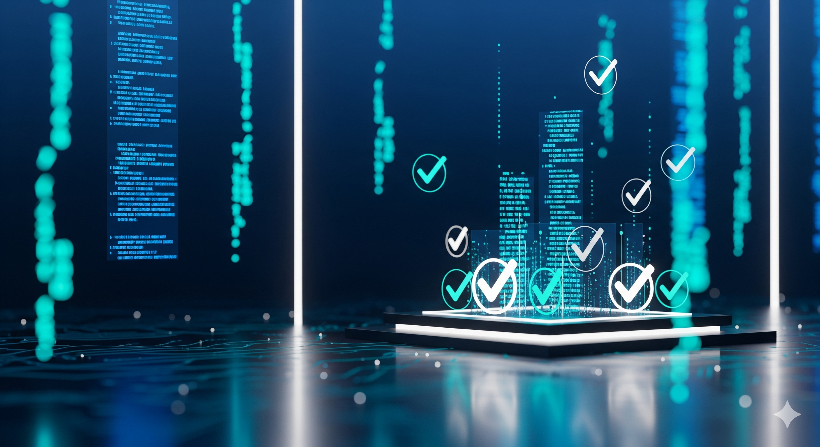 QAとテストを象徴するモダンなデジタルイメージ